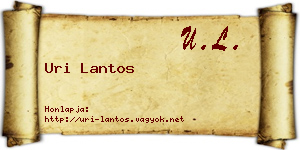Uri Lantos névjegykártya